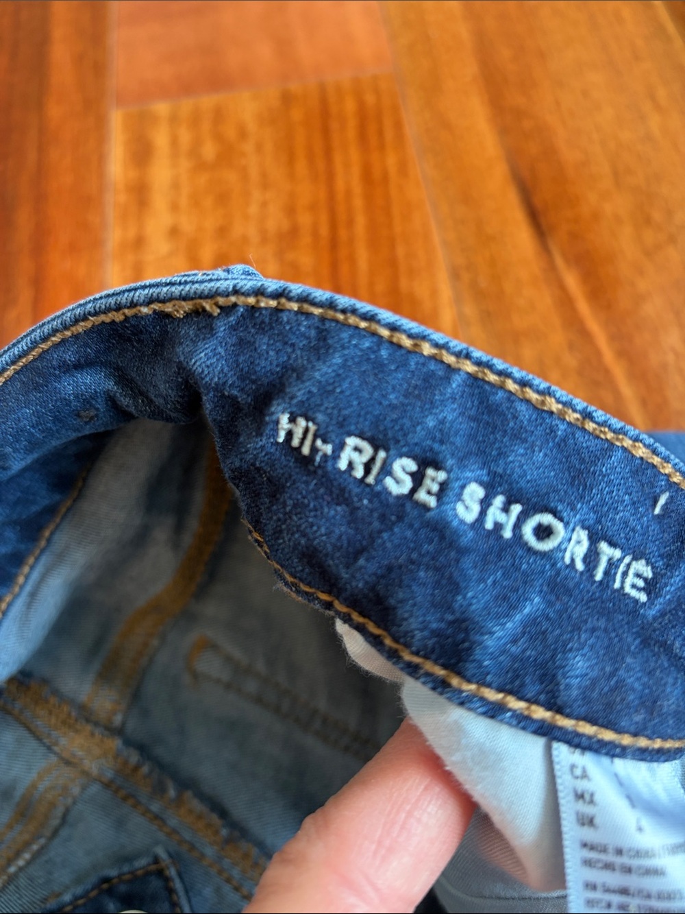 American Eagle Outfitters Dark Blue Frayed Hem Denim Shorts - Picture 4 of 5